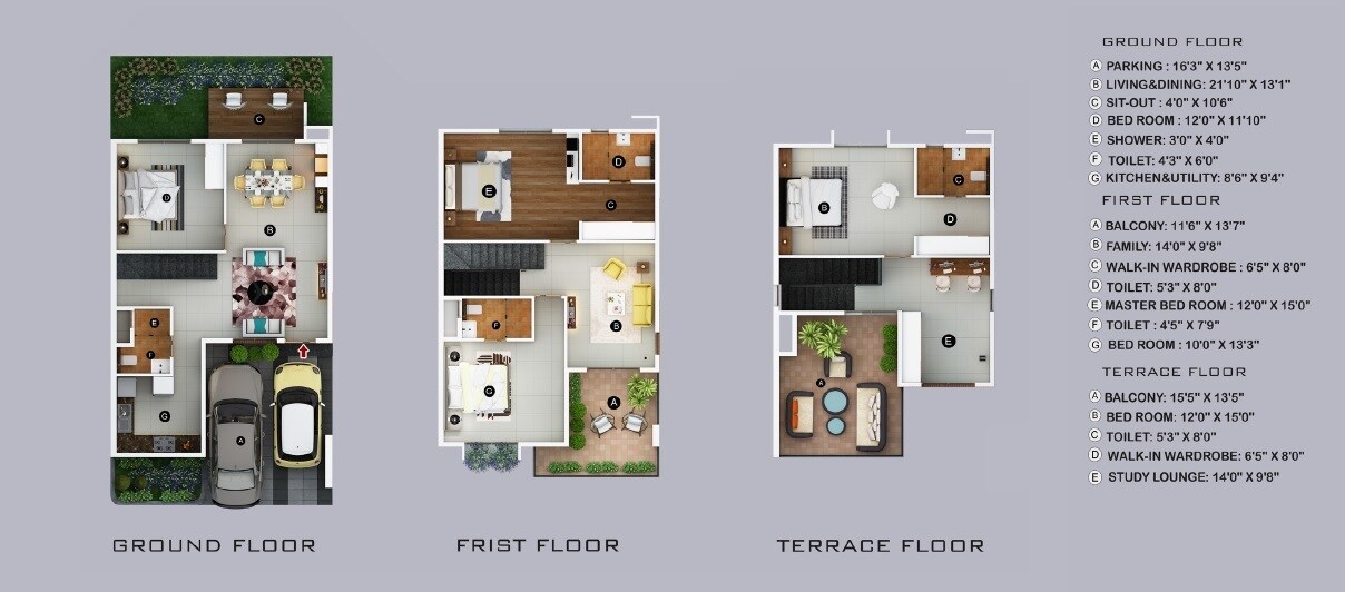 Floor plan of 4 BHK 3240 Sq. Ft. Villa in Aadithya Bliss, Bangalore
