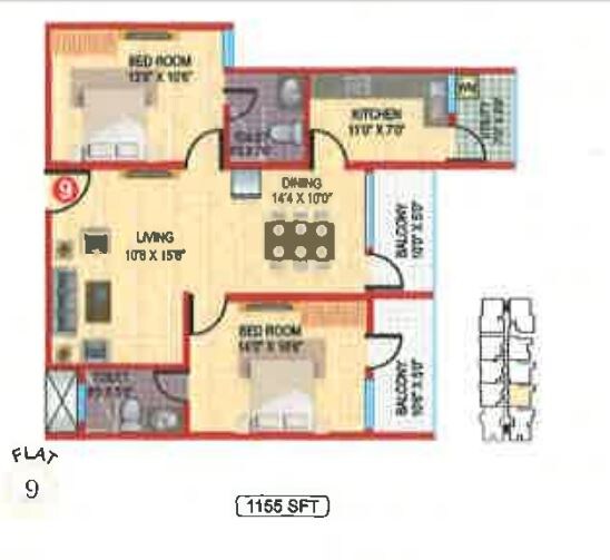 2 BHK 1155 Sq. Ft. Apartment