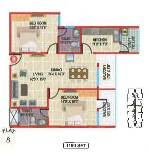 2 BHK 1160 Sq. Ft. Apartment