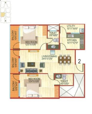 2 BHK 1210 Sq. Ft. Apartment