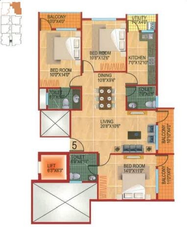 3 BHK 1510 Sq. Ft. Apartment