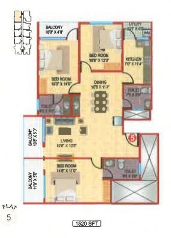 3 BHK 1520 Sq. Ft. Apartment