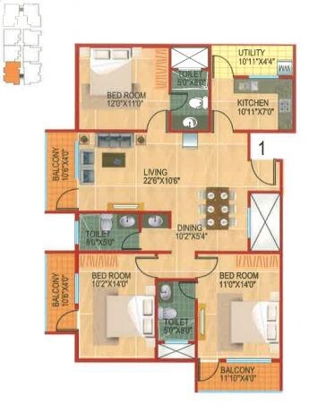 3 BHK 1540 Sq. Ft. Apartment