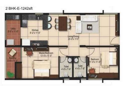 2 BHK 1242 Sq. Ft. Apartment in Aashrayaa Onyx
