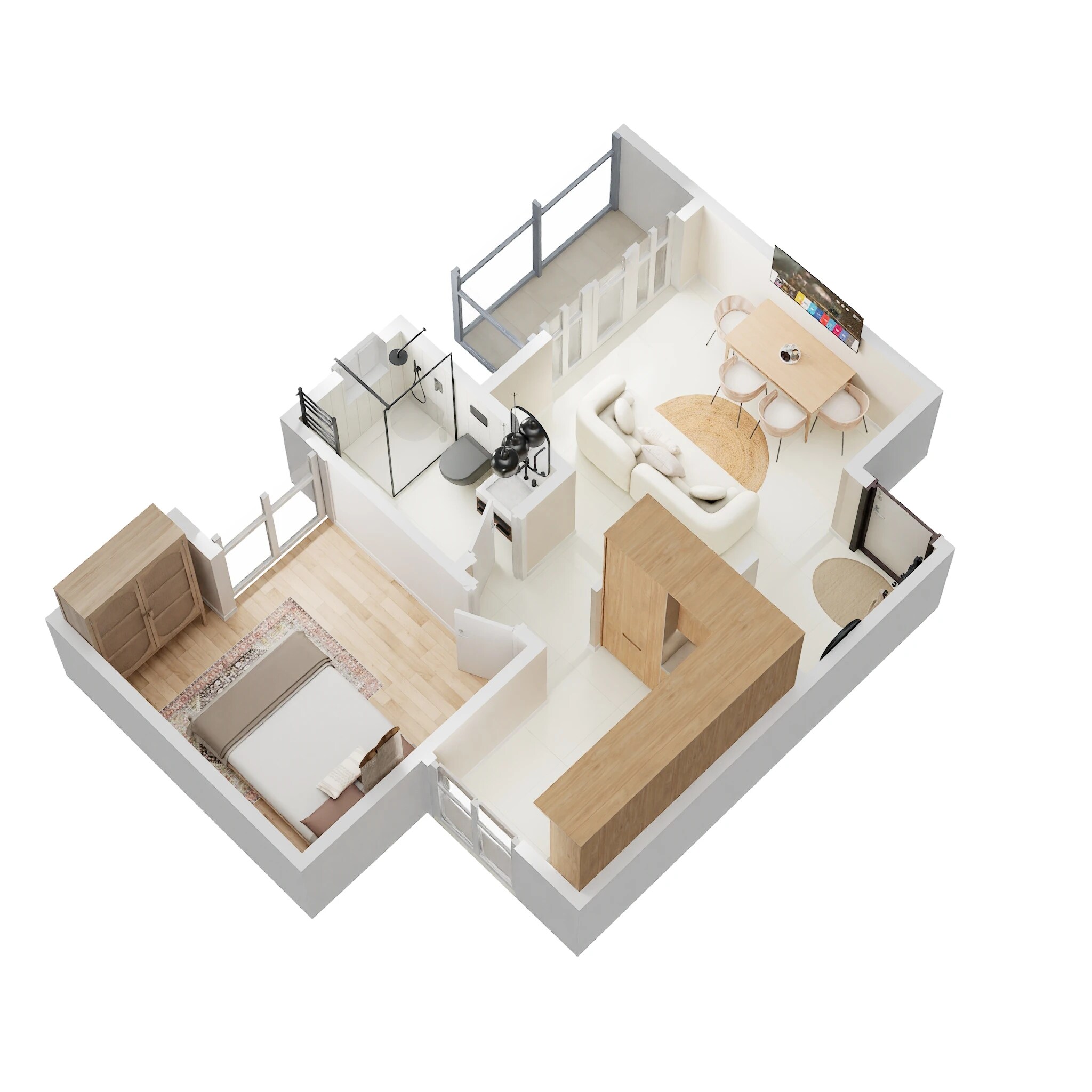 Floor plan of 1 BHK 709 Sq. Ft. Apartment in Abhee Aaria, Bangalore