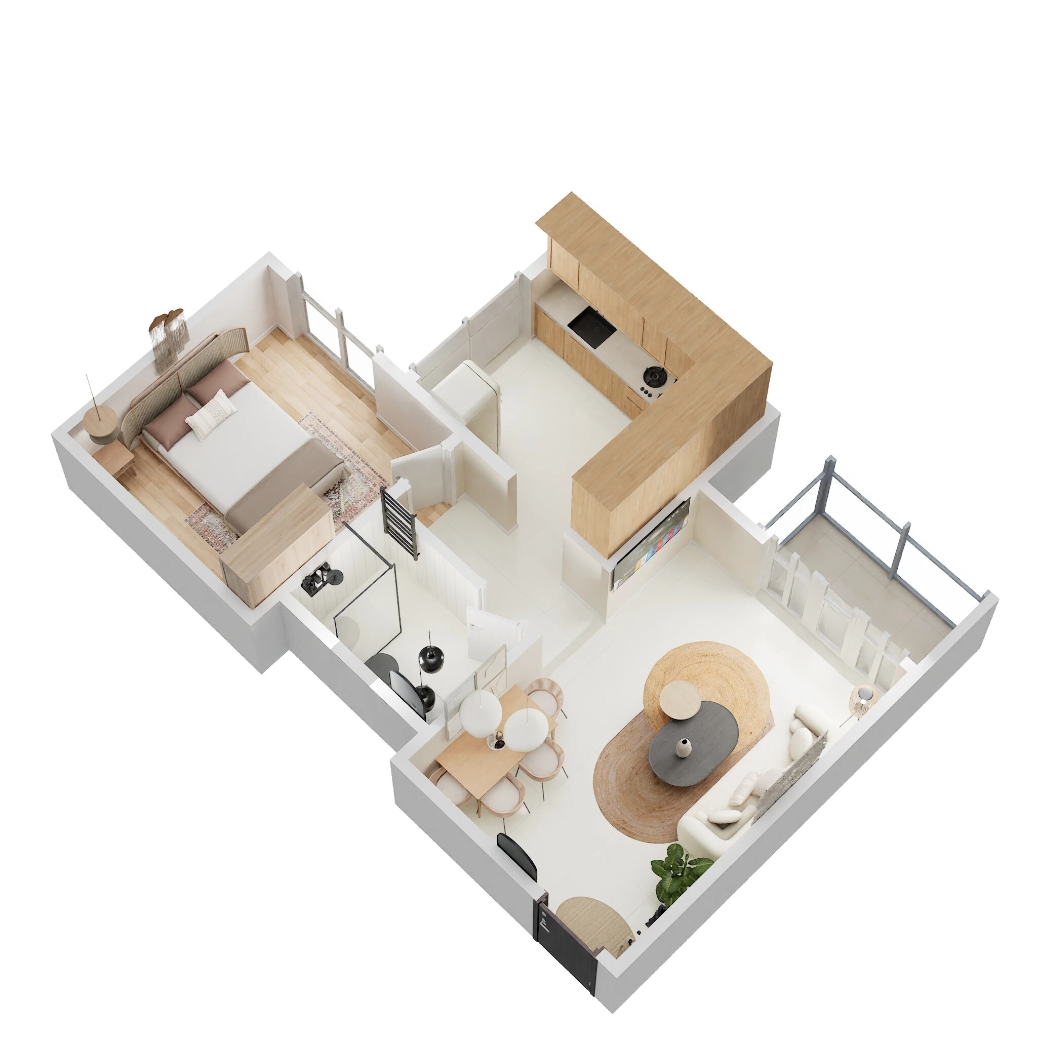 Floor plan of 1 BHK 755 Sq. Ft. Apartment in Abhee Aaria, Bangalore