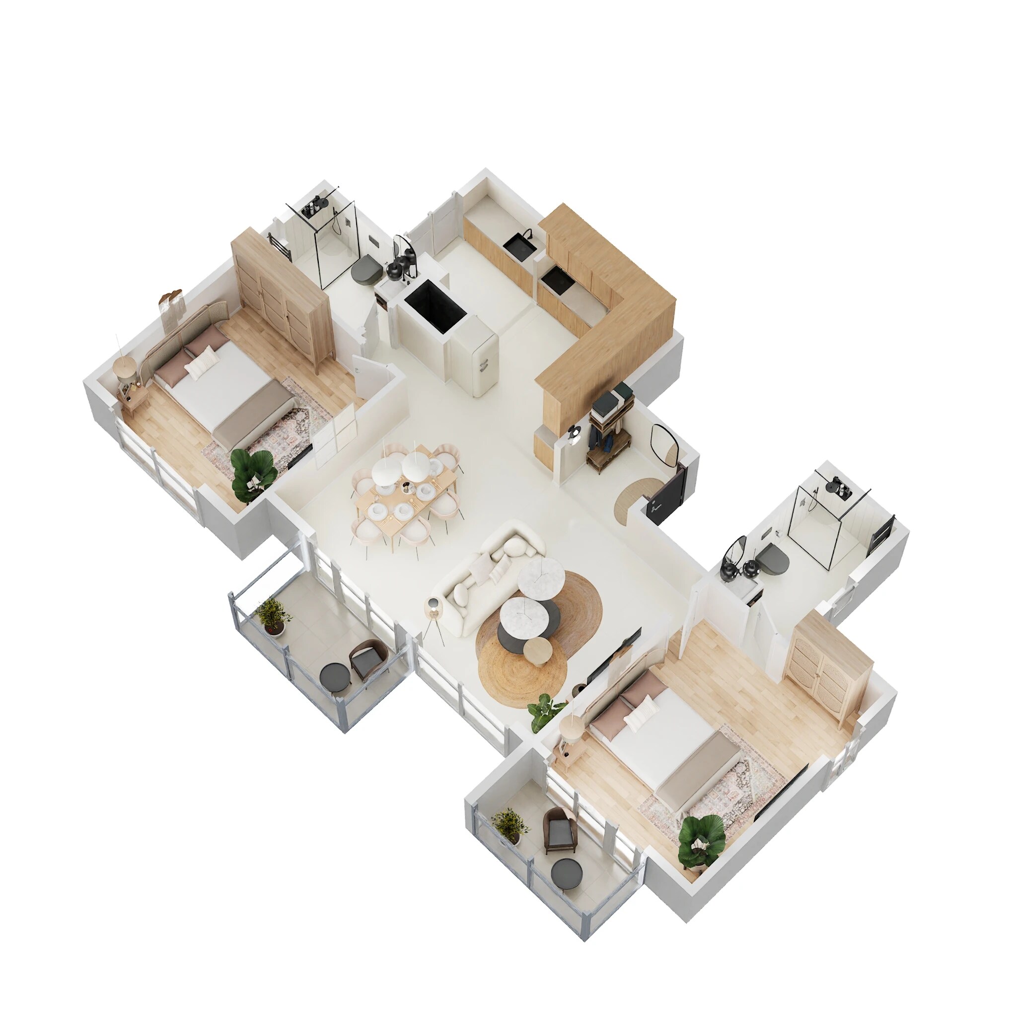 Floor plan of 2 BHK 1290 Sq. Ft. Apartment in Abhee Aaria, Bangalore