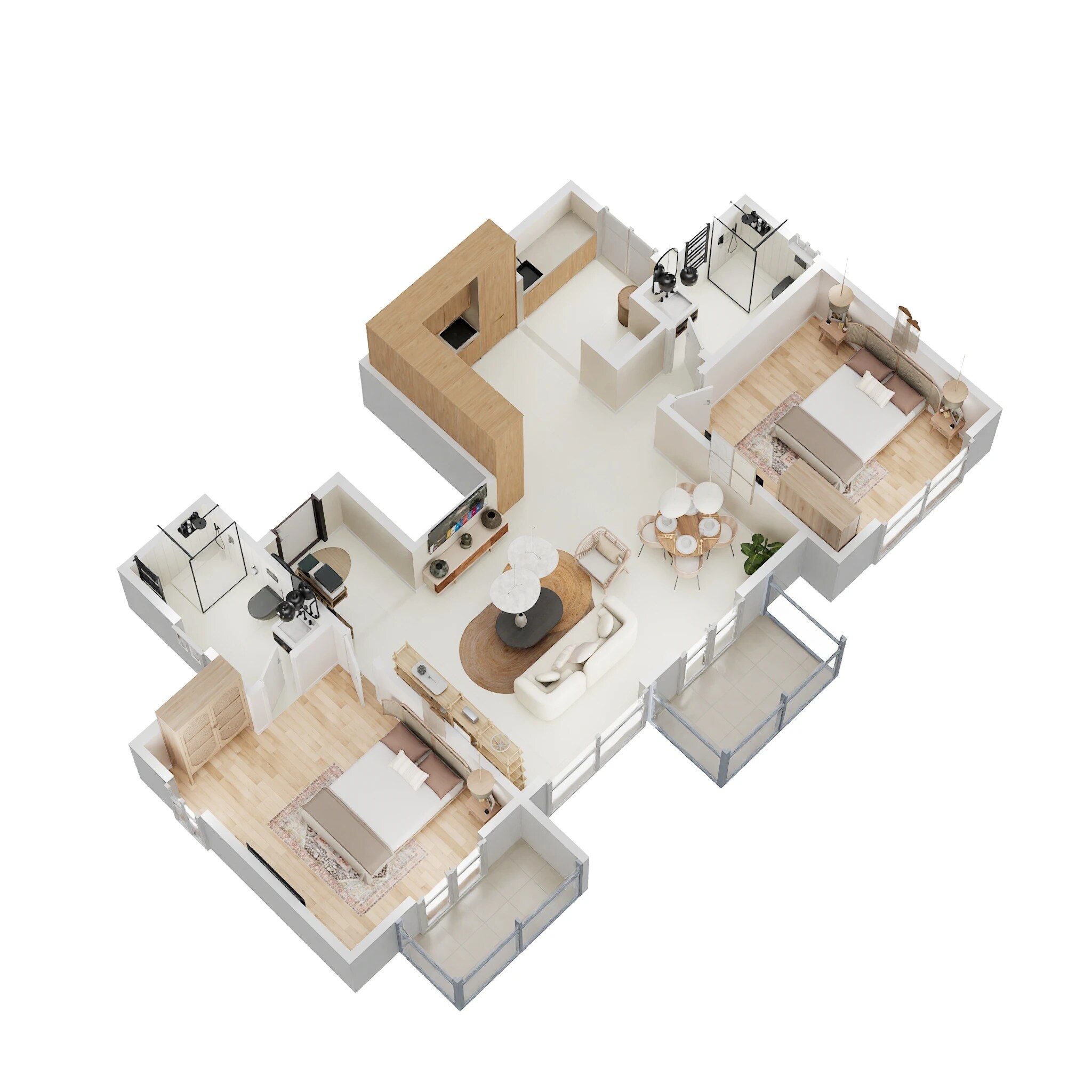 Floor plan of 2 BHK 1300 Sq. Ft. Apartment in Abhee Aaria, Bangalore