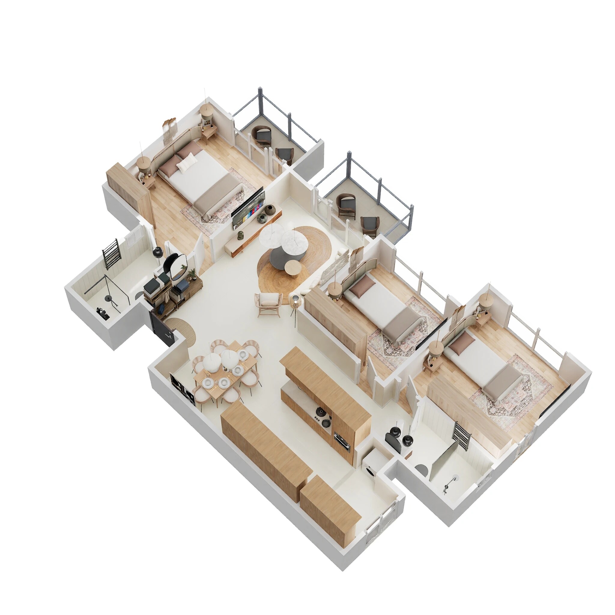 Floor plan of 3 BHK 1425 Sq. Ft. Apartment in Abhee Aaria, Bangalore