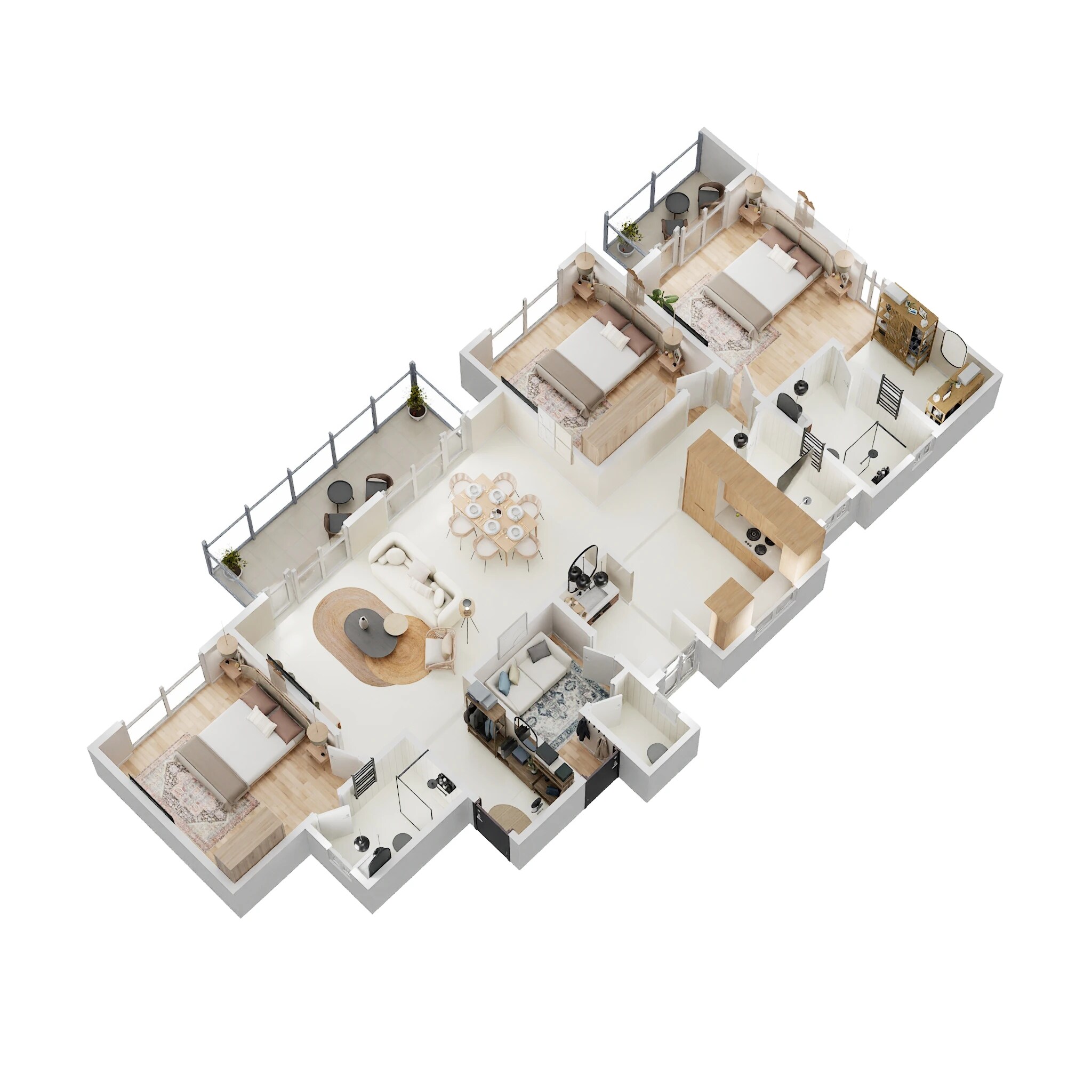 Floor plan of 3 BHK 2030 Sq. Ft. Apartment in Abhee Aaria, Bangalore