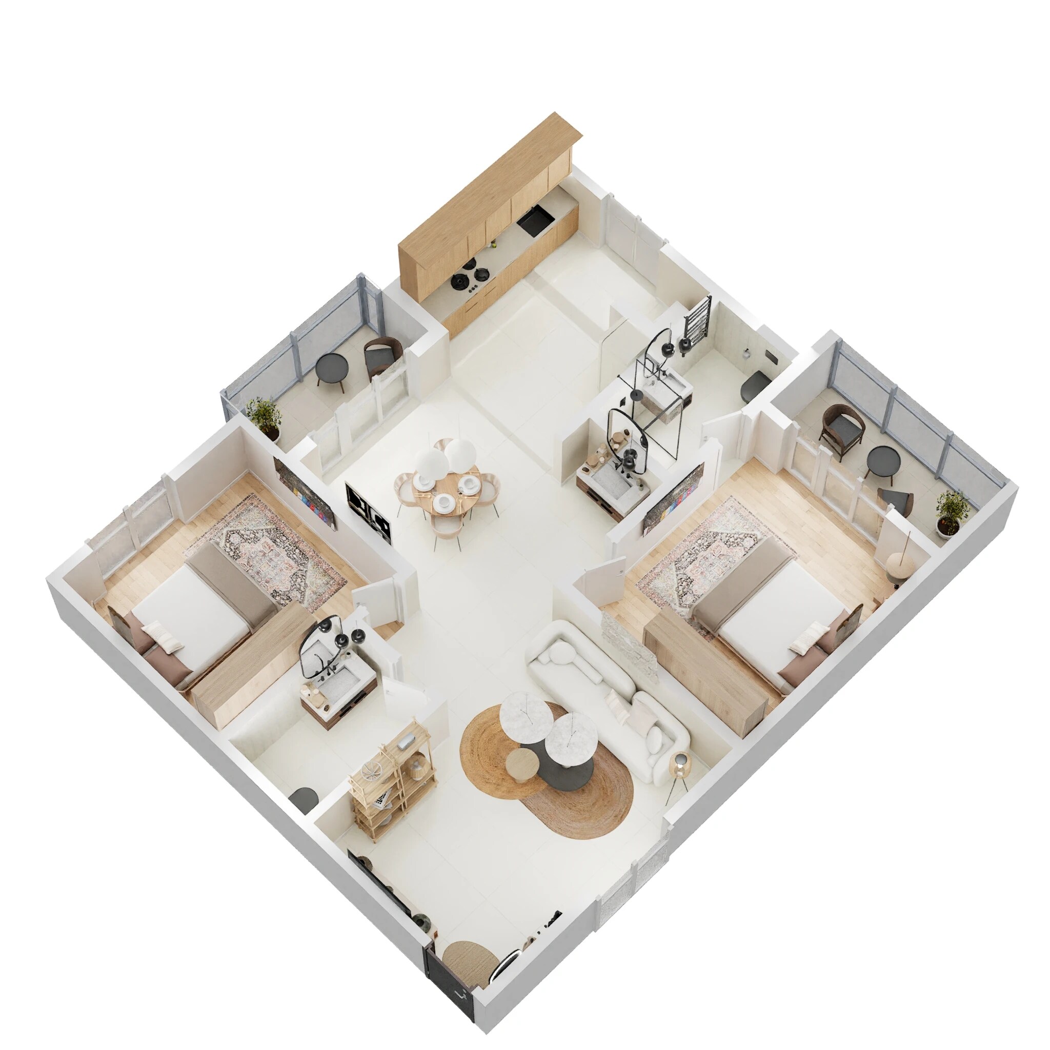Floor plan of 2 BHK Apartment - 1345 sq. ft. in Abhee Celestial City, Bangalore