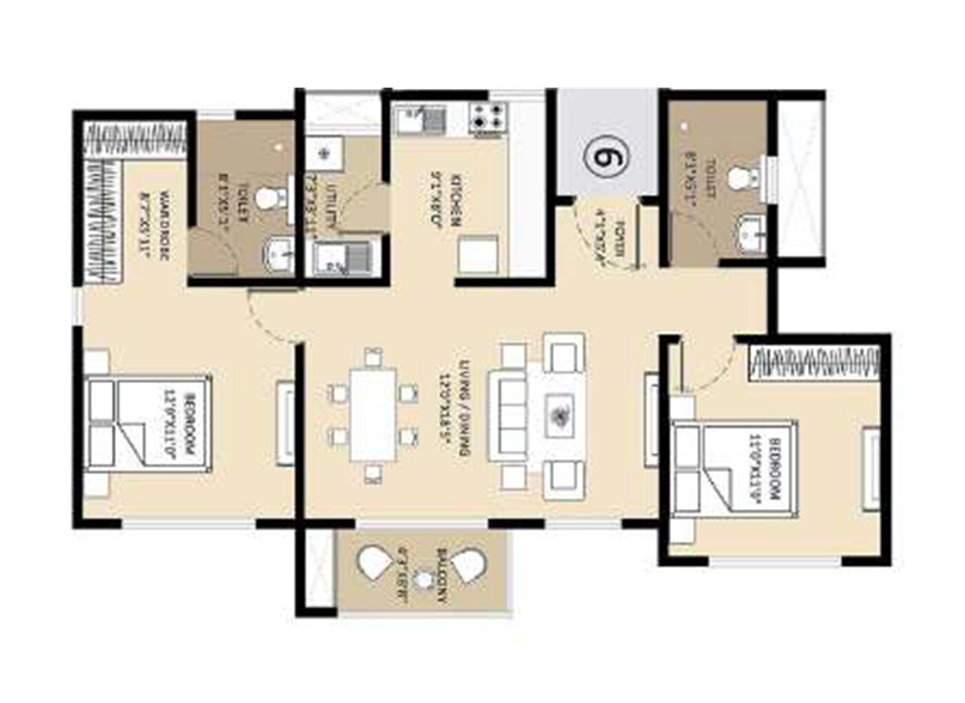 2 BHK 1183 Sq. Ft. Apartment
