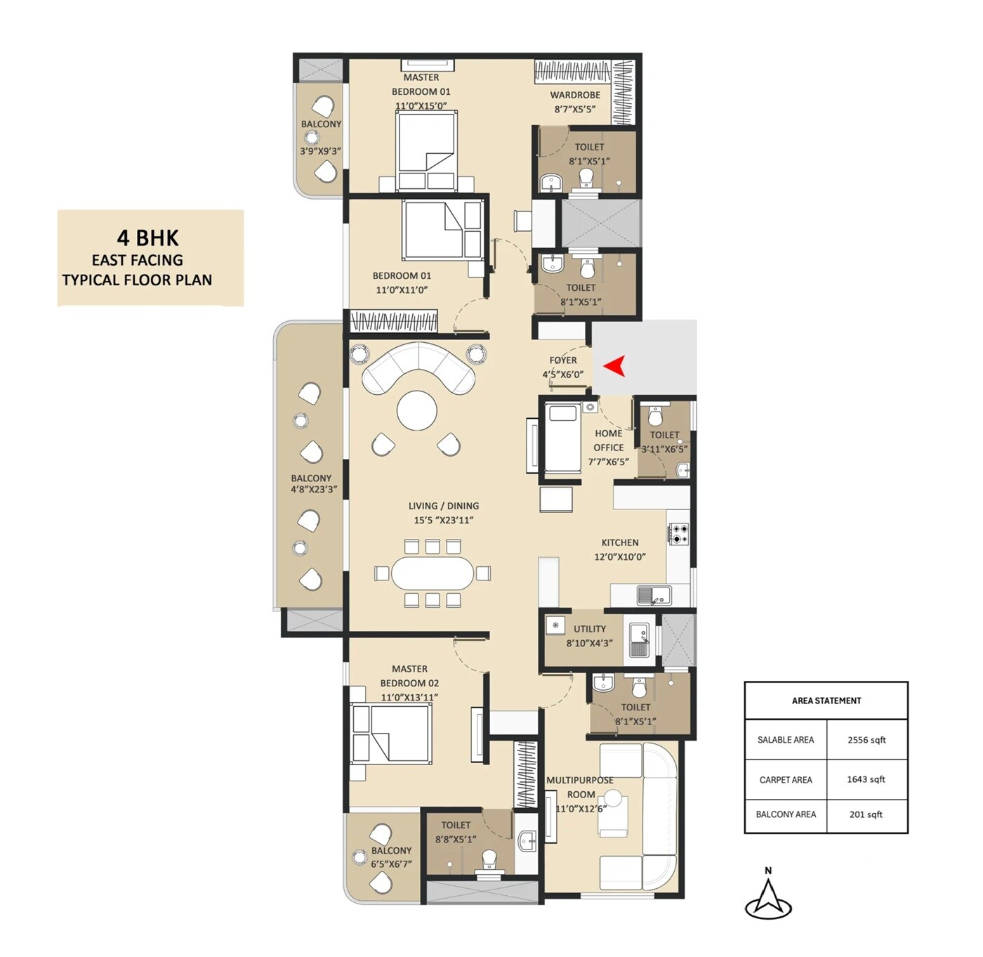 4 BHK 2556 Sq. Ft. Apartment