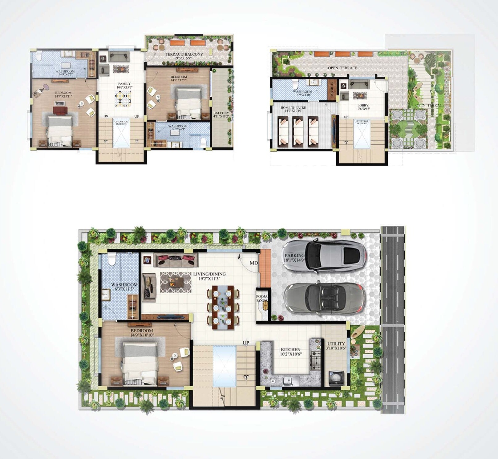 Floor plan of 4 BHK 3030 Sq. Ft. Villa in Abhee Prakruthi Villa, Bangalore