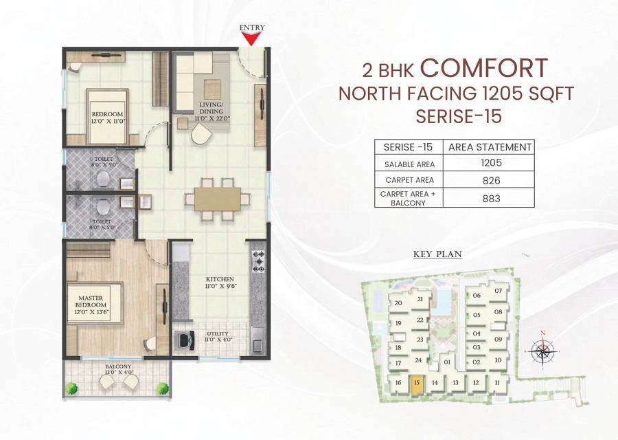 2 BHK 1205 Sq. Ft. Apartment in Abhee Riviera Royale