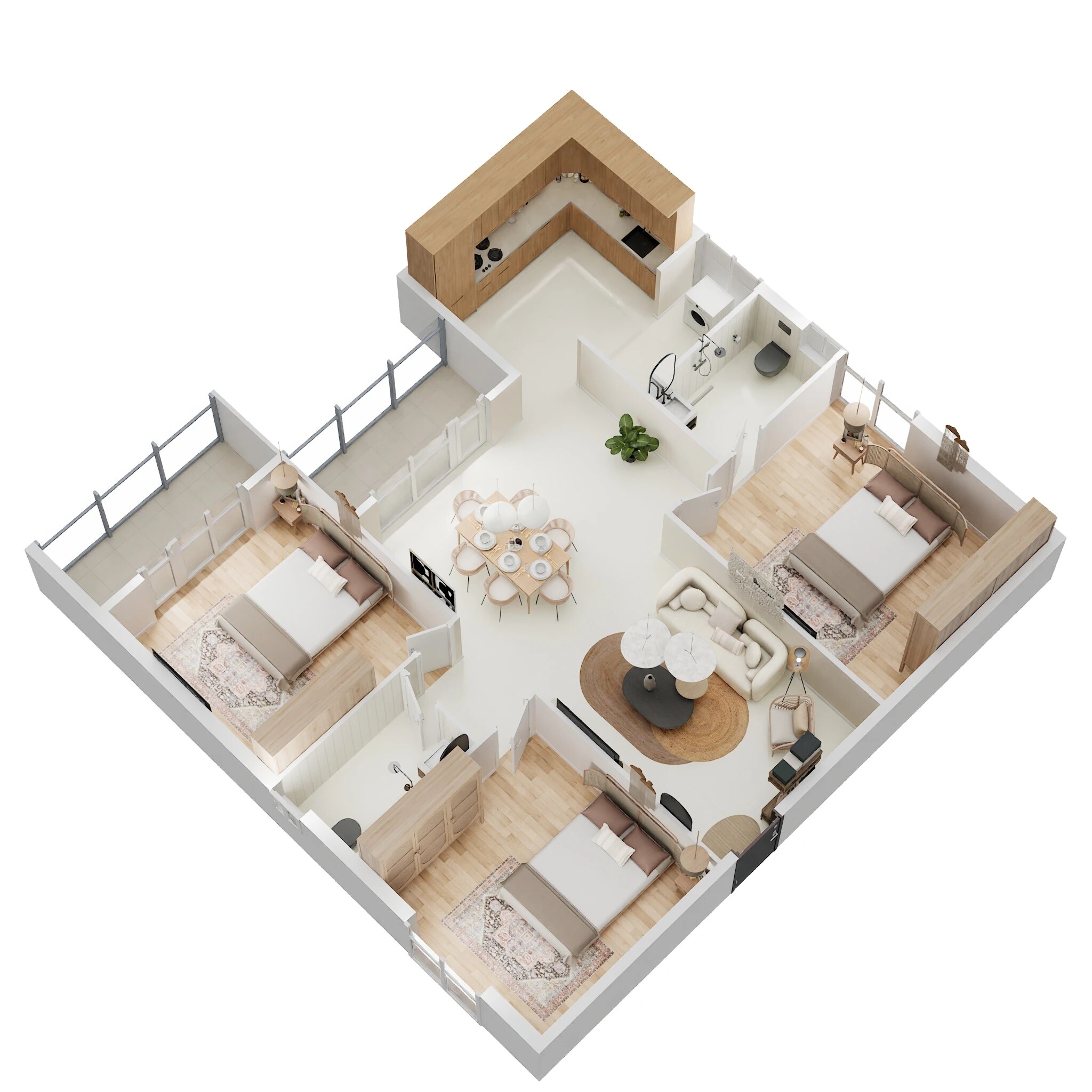 Floor plan of 3 BHK 1550 Sq. Ft. Apartment in Abhee Riviera Royale, Bangalore