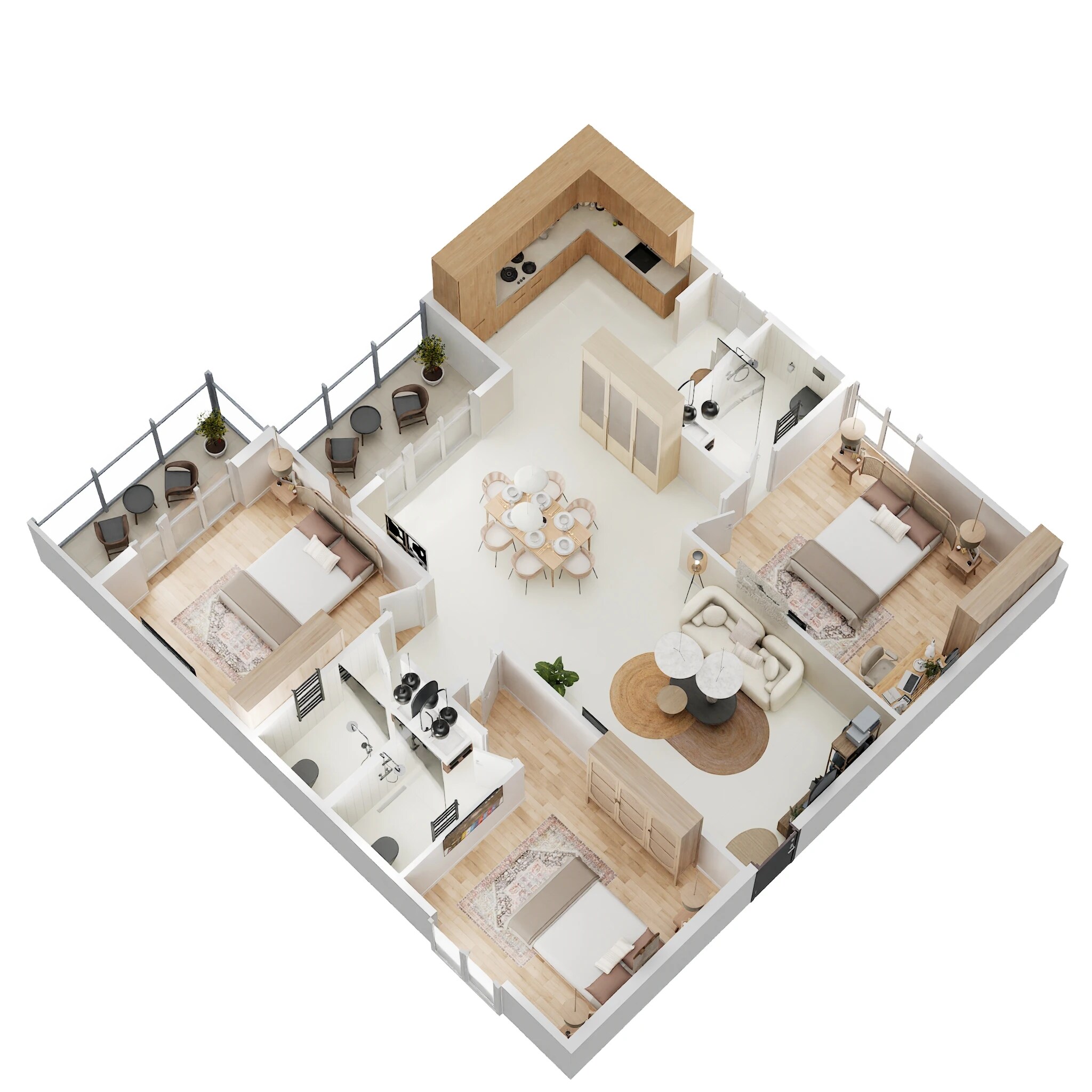 Floor plan of 3 BHK 1720 Sq. Ft. Apartment in Abhee Riviera Royale, Bangalore