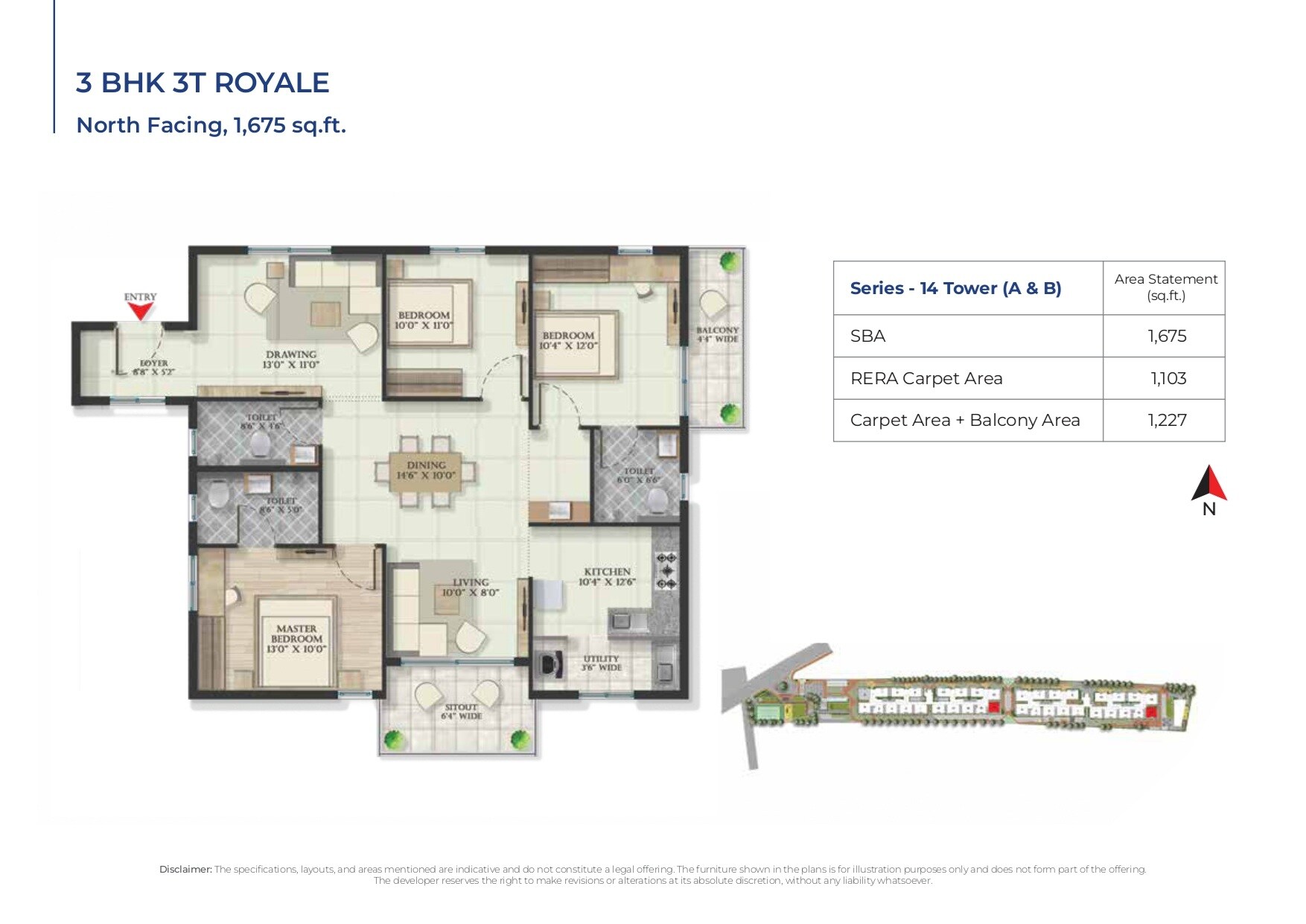3 BHK 1675 Sq. Ft. Apartment