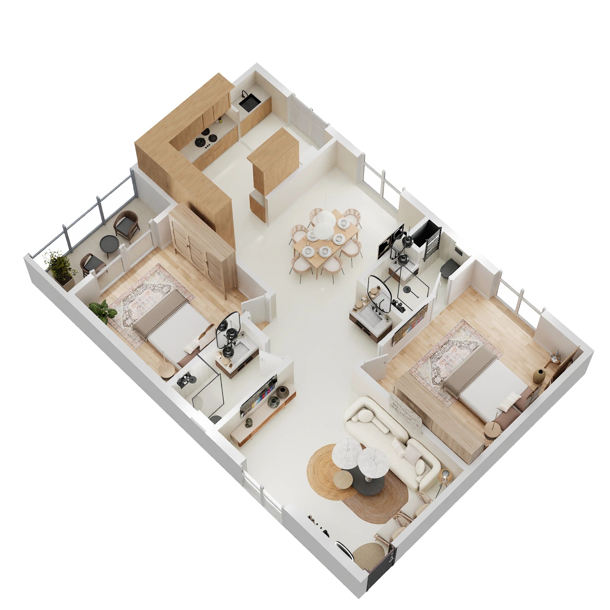Floor plan of 2 BHK 1330 Sq. Ft. Apartment in Abhee Silicon Shine, Bangalore