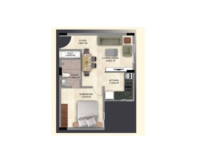 1 BHK 476 Sq. Ft. Apartment