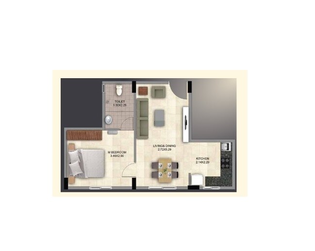 1 BHK 530 Sq. Ft. Apartment