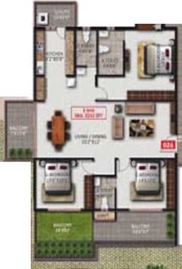  3 BHK Apartment at Abhigna Misty Woods, Jp Nagar – for Sale