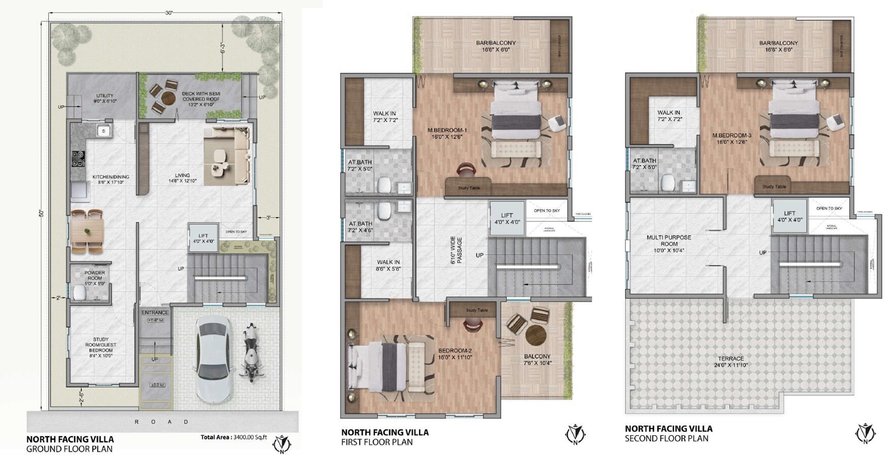 Floor plan of 4 BHK 3400 Sq. Ft. Villa in Achal Simhachalum, Bangalore