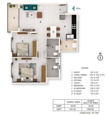  2 BHK Apartment at Adarsh Greens, Kogilu – for Sale