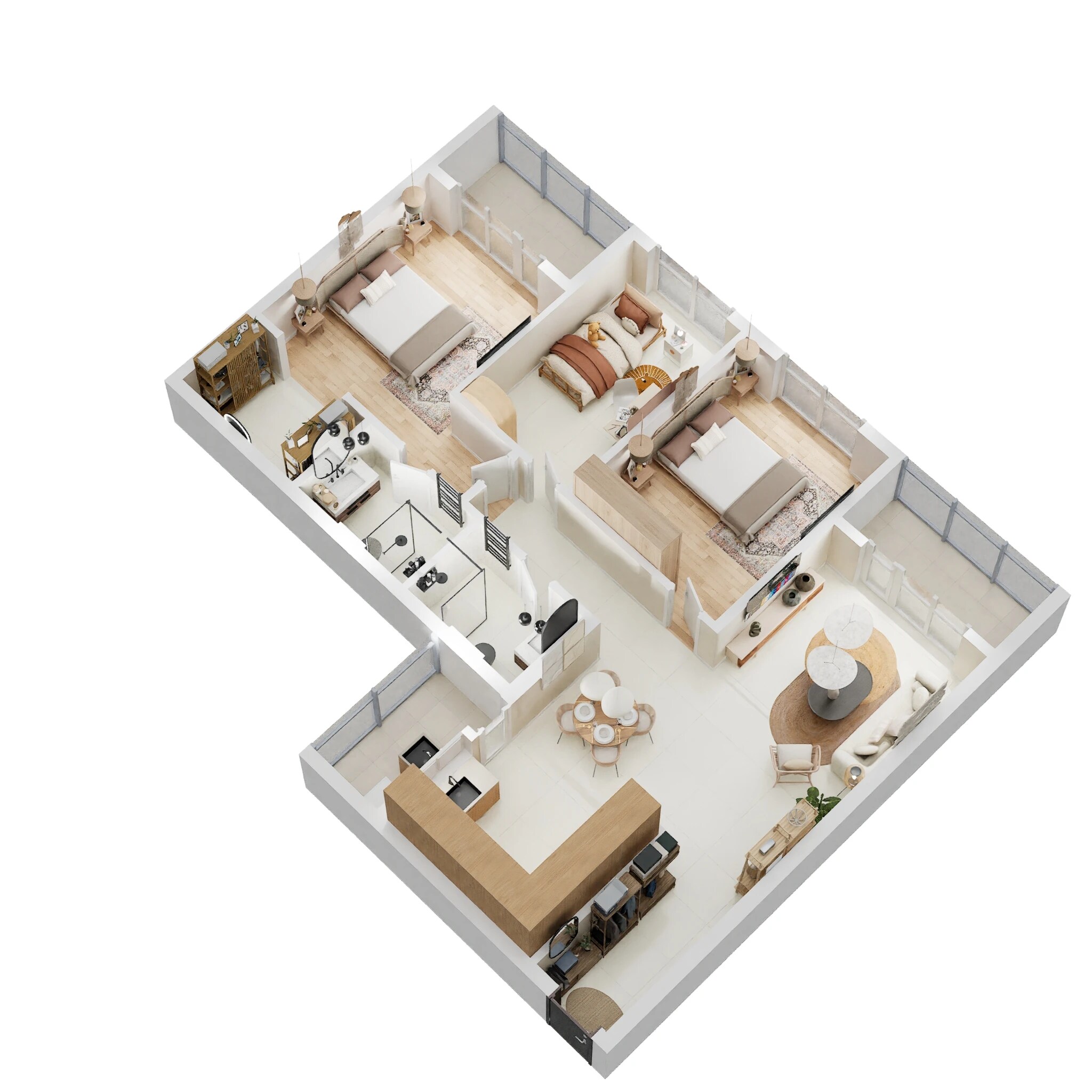 Floor plan of 2 BHK 1480 Sq. Ft. Apartment in Adarsh Lumina, Bangalore