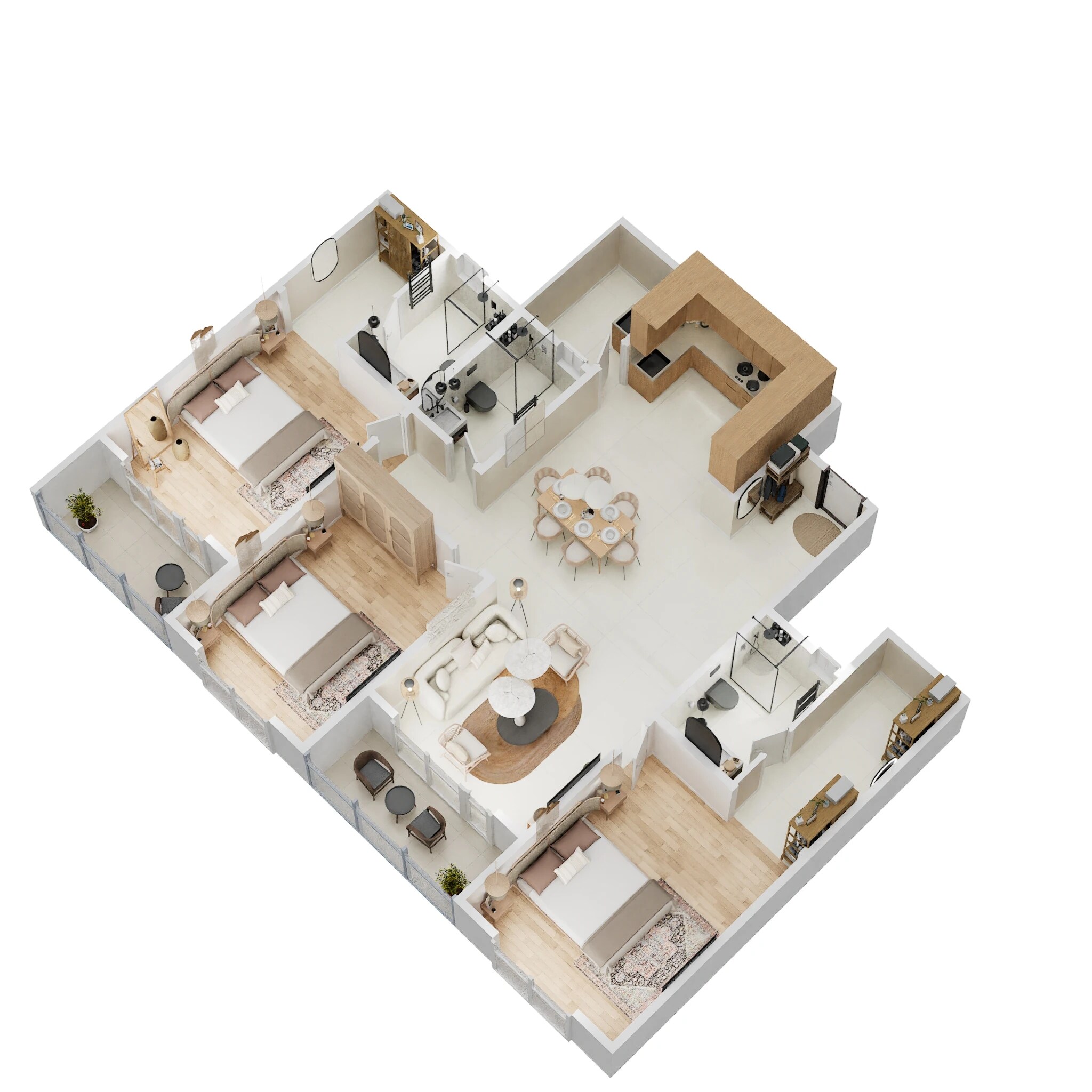 Floor plan of 3 BHK 1790 Sq. Ft. Apartment in Adarsh Lumina, Bangalore