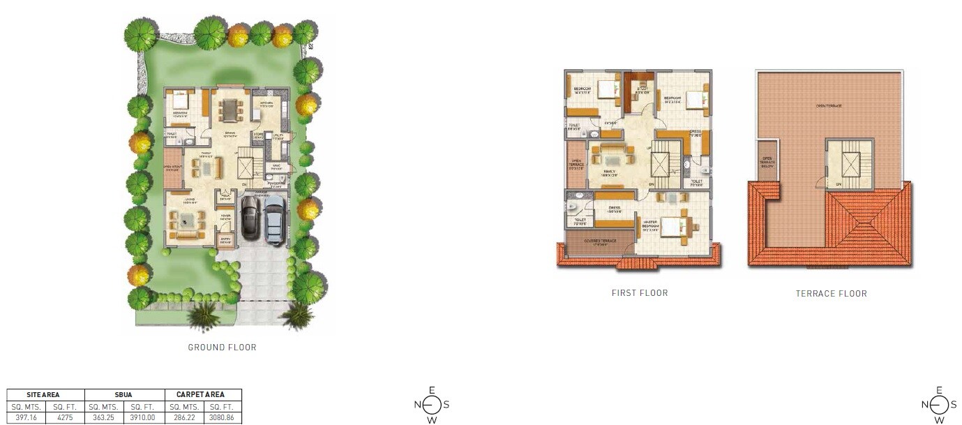 Floor plan of 4 BHK 3910 Sq. Ft. Villa in Adarsh Palm Meadows Annexe, Bangalore