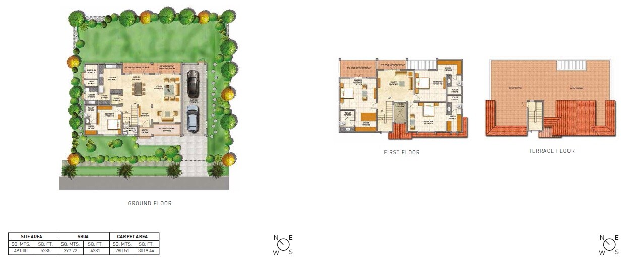 Floor plan of 4 BHK 4281 Sq. Ft. Villa in Adarsh Palm Meadows Annexe, Bangalore