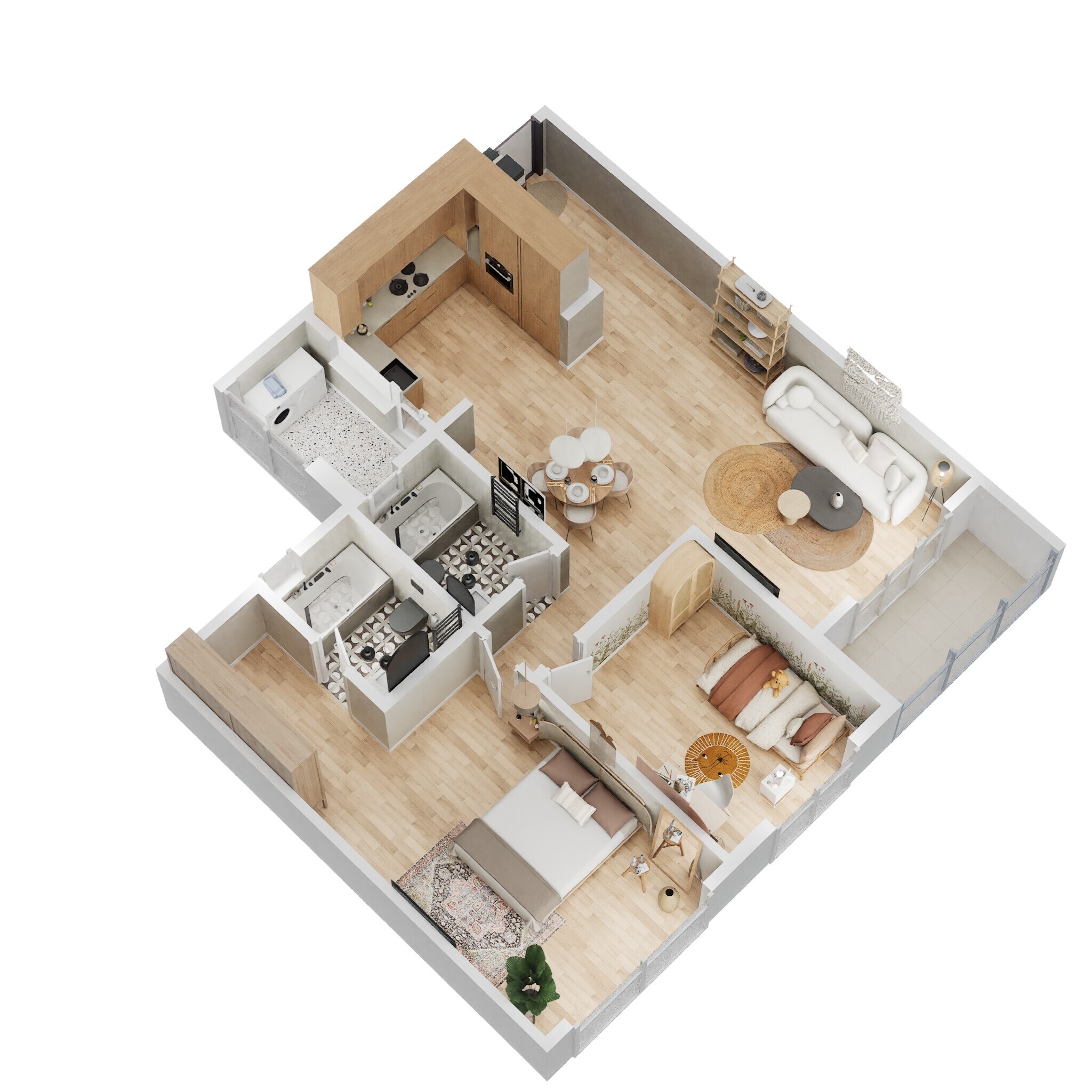 Floor plan of 2 BHK 1387 Sq. Ft. Apartment in Adarsh Park Heights, Bangalore