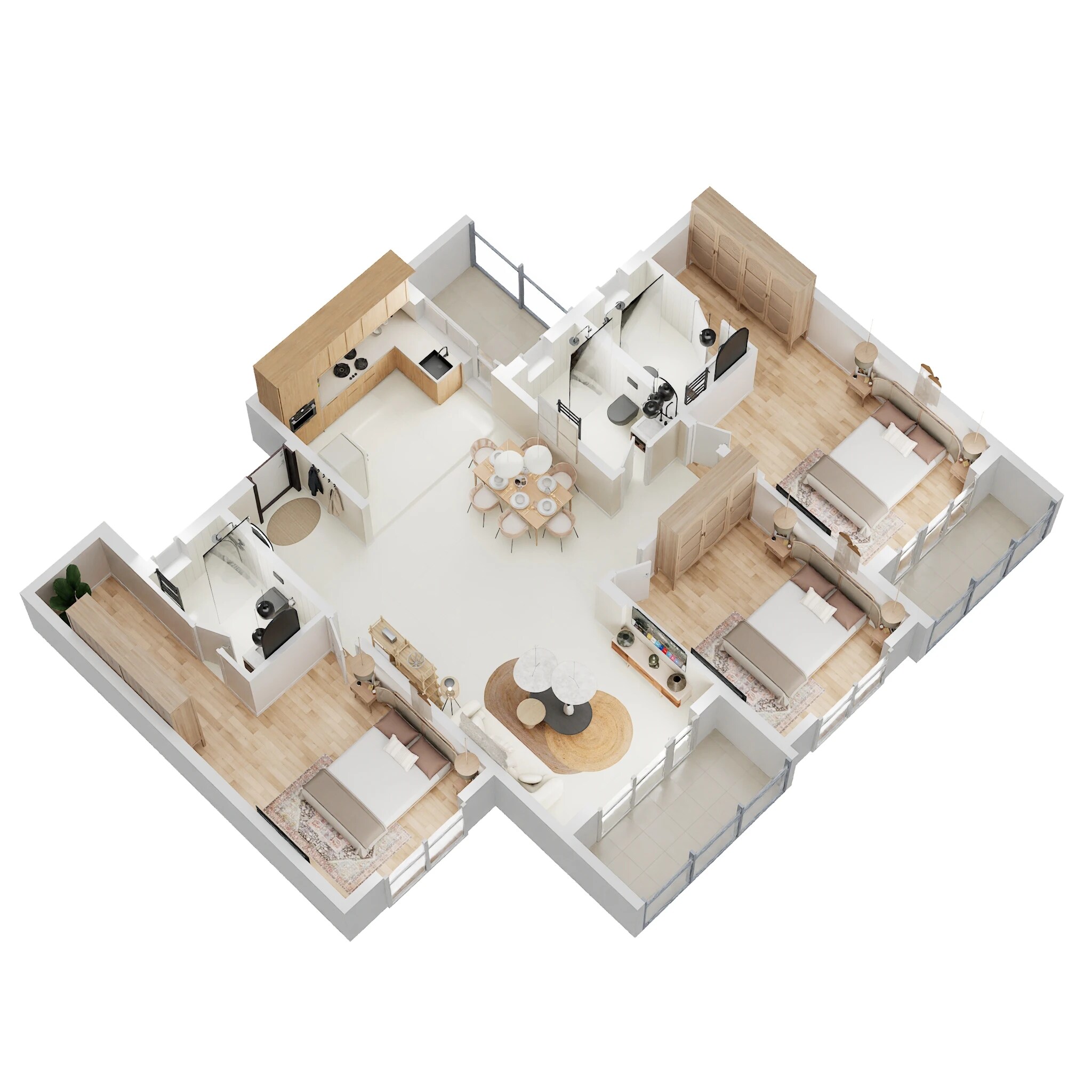 Floor plan of 3 BHK 1860 Sq. Ft. Apartment in Adarsh Rosewood, Bangalore