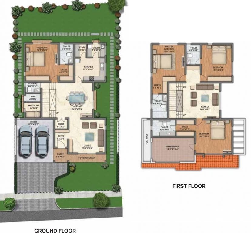 Floor plan of 4 BHK 3538 Sq. Ft. Villa in Adarsh Wisteria Phase 1, Bangalore