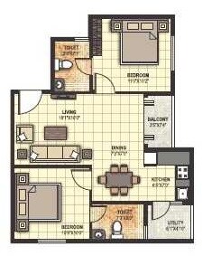 2 BHK 797 Sq. Ft. Apartment