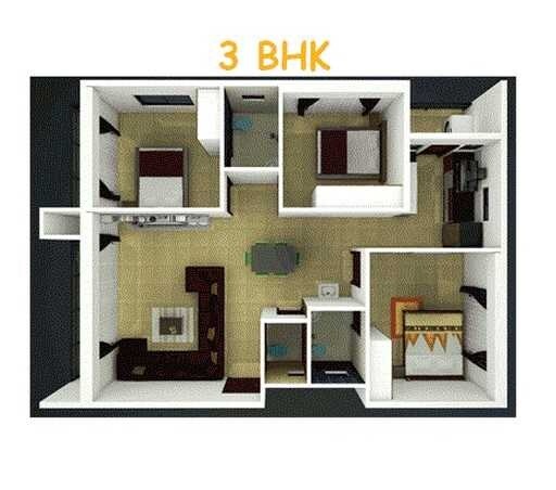Floor plan of 3 BHK 1205 Sq. Ft. Apartment in Adithi Padmashree, Bangalore