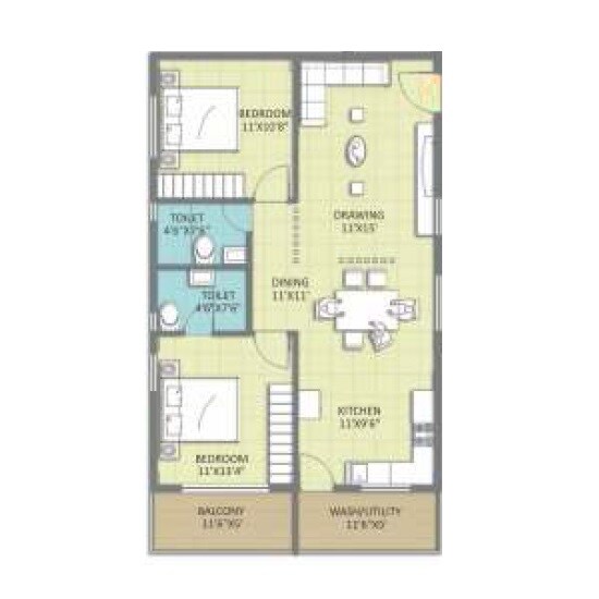 2 BHK 1205 Sq. Ft. Apartment