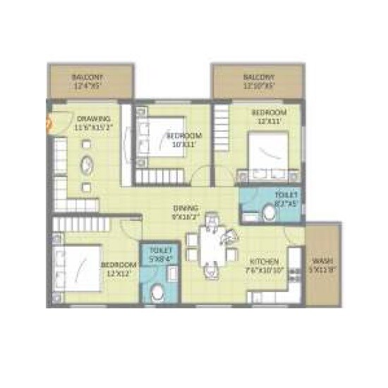 3 BHK 1310 Sq. Ft. Apartment