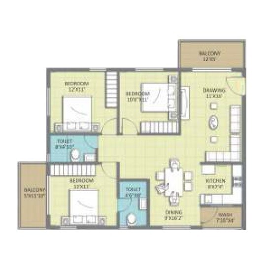 3 BHK 1480 Sq. Ft. Apartment