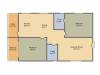 Floor plan of 2 BHK 1225 Sq. Ft. Apartment in Adithya Lujoso, Bangalore