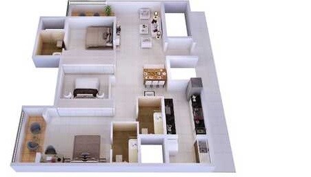 Floor plan of 3 BHK 1651 Sq. Ft. Apartment in Adithya Tranquil, Bangalore