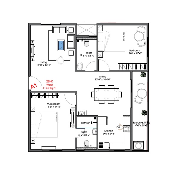 2 BHK 1175 Sq. Ft. Apartment in Adithya Valioso