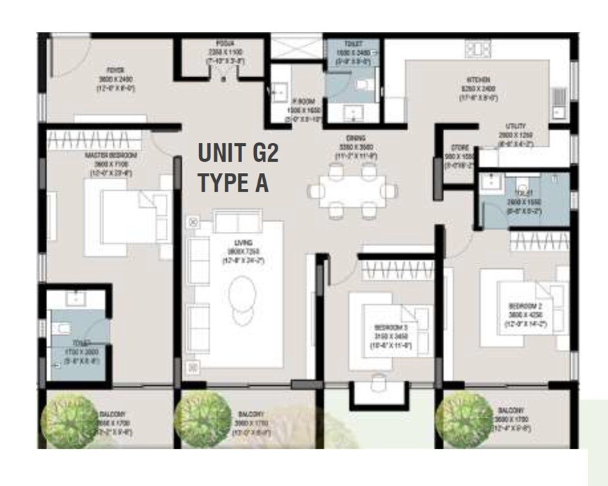 3 BHK 2150 Sq. Ft. Apartment