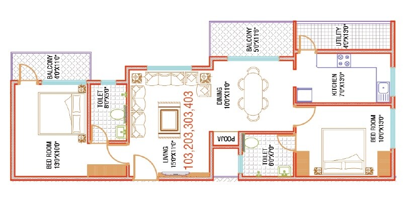 2 BHK 1215 Sq. Ft. Apartment