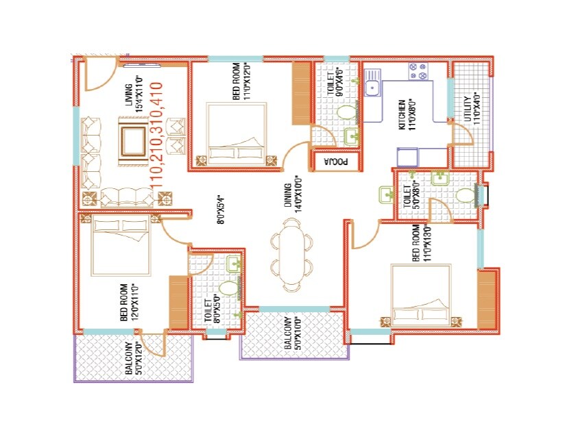 3 BHK 1570 Sq. Ft. Apartment