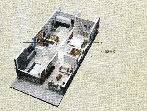 Floor plan of 2 BHK 1257 Sq. Ft. Apartment in Agastya Chirayu, Bangalore