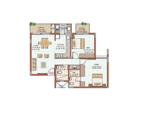 2 BHK 1067 Sq. Ft. Apartment