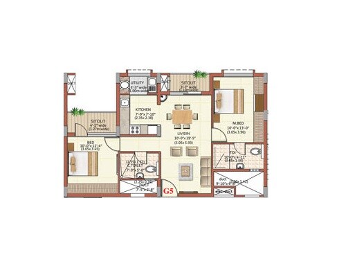 2 BHK 1102 Sq. Ft. Apartment