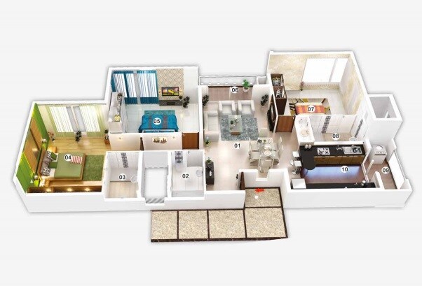 Floor plan of 3 BHK 1657 Sq. Ft. Apartment in Ahad Opus, Bangalore